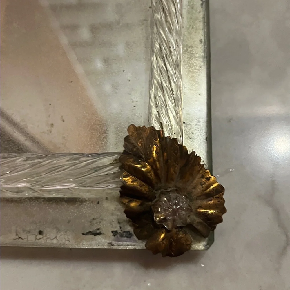 MCM Vintage Lucite Vanity Mirror Tray with gold leave and acrylic accents